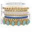 Fashion Gold Rice Pearl Geometric Beaded Bracelet Set