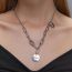 Fashion 20# Metal Butterfly Lock Geometric Necklace With Diamonds