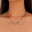Fashion 4# Metal Geometric Love Double Layer Necklace