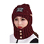 Fashion Claret Acrylic Knitted Patch Neck Scarf And Mask Integrated Hood