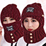 Fashion Grey Acrylic Knitted Patch Neck Scarf And Mask Integrated Hood