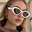 Fashion Leopard Print Double Tea Star Studded Oval Sunglasses