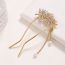 Fashion Gold Metal Diamond-encrusted Feather U-shaped Hairpin