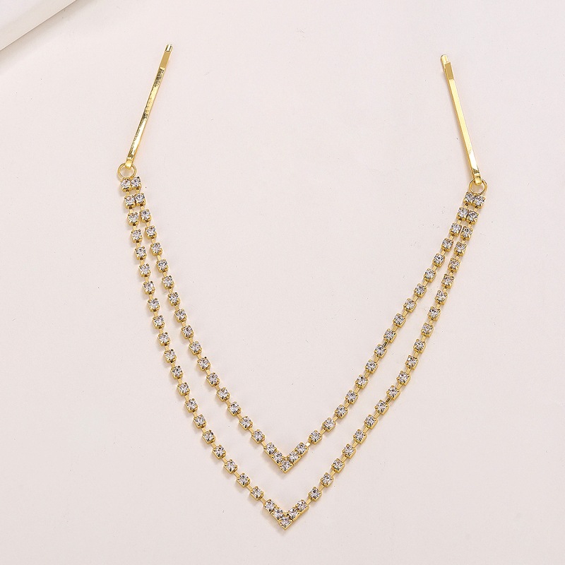 Fashion Gold Geometric Diamond Claw Chain Tassel Head Chain
