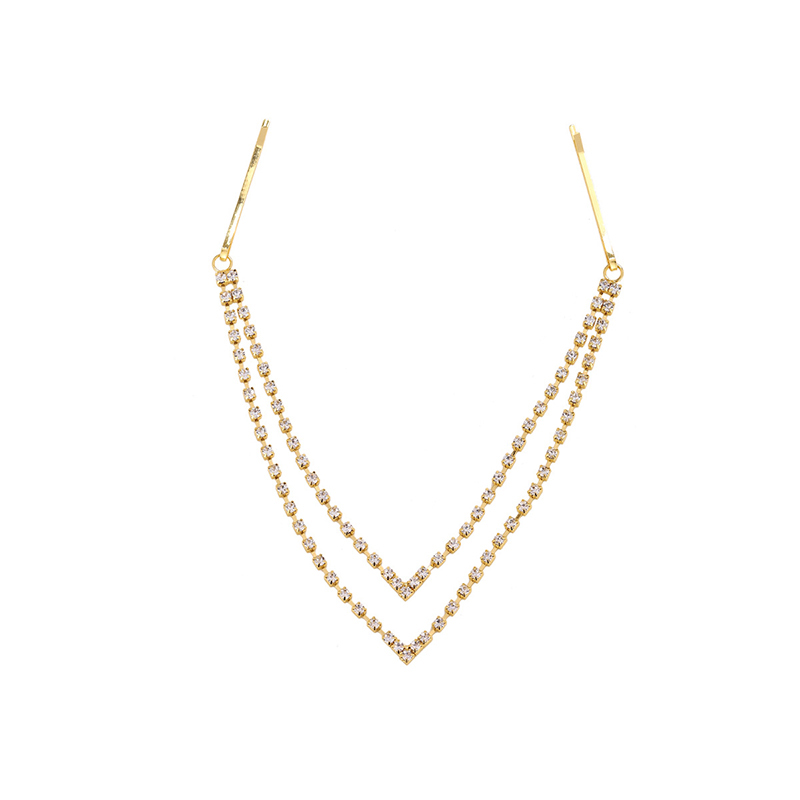 Fashion Gold Geometric Diamond Claw Chain Tassel Head Chain
