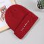 Fashion Claret Letter Embroidered Knitted Beanie