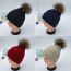 Fashion Navy Blue Acrylic Knitted Label Wool Ball Beanie