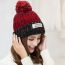 Fashion Red Colorblock Knitted Patch Beanie