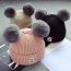 Fashion Grey Acrylic Knitted Patch Wool Ball Childrens Beanie