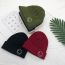 Fashion Armygreen Smiley Face Embroidered Knitted Beanie