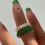 Fashion Green Titanium Steel Geometric Ring With Oval Diamond