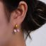 Fashion Pink Titanium Steel Inlaid Zirconium Bow Earrings