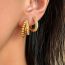 Fashion Gold Titanium Steel Inlaid Zirconium Twist Double Layer Earrings