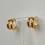 Fashion Gold Titanium Steel Polished Double Layer C-shaped Earrings