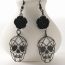 Fashion Black Alloy Skull Rose Earrings