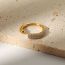 Fashion Gold Stainless Steel Diamond Geometric Water Drop Open Ring