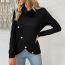 Fashion Black Polyester Knitted Stacked Collar Irregular Sweater