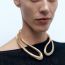 Fashion Golden Collar Alloy Geometric Irregular Opening Collar