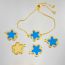 Fashion Bead Chain Gold-plated Copper And Diamond Blue Pine Star Bracelet