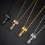 Fashion Gold Pendant + Gold Pearl Chain Titanium Steel Angel Geometric Necklace