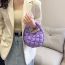 Fashion Purple Nylon Pleated Check Tote Bag