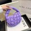 Fashion Purple Nylon Pleated Check Tote Bag