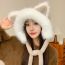 Fashion Grey Plush Fox Ear Ear Protection Hood