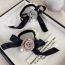 Fashion B Gray Flowers Pearl Camellia Bow Hair Tie