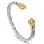 Fashion Steel Color + Gold Stainless Steel Double Headed Skull Wire Bracelet