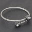 Fashion Steel Color Stainless Steel Wolf Head Cable Mens Open Bracelet