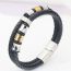 Fashion Steel Color Leather Braided Double Layer Mens Bracelet