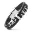 Fashion Steel Color Leather Braided Double Layer Mens Bracelet