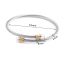 Fashion Steel And Gold Stainless Steel Cable Open Bracelet With Pearls