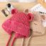 Fashion Rose Red Plush Ear Knitted Woolen Hat