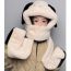 Fashion Beige Plush Puppy Snood Gloves And Integrated Hood