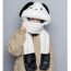 Fashion Beige Plush Puppy Snood Gloves And Integrated Hood