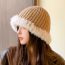 Fashion Beige Wool Patchwork Knitted Pullover Hat