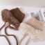 Fashion Milky White Acrylic Plush Patchwork Knitted Cat Ear Hood