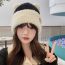 Fashion Pink Top + White Edge Plush Colorblock Knitted Patch Beanie
