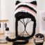 Fashion Black Plush Patchwork Striped Cat Ear Hood