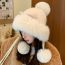 Fashion Coffee Color Acrylic Paneled Plush Knitted Beanie