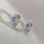 Fashion One White Gold And Blue Heart-shaped Earrings Copper Inlaid Zirconium Love Earrings (single)