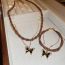 Fashion Necklace-coffee (set Of Two) Alloy Diamond Butterfly Braided Double Layer Necklace