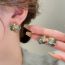 Fashion Green Geometric Diamond Square Crystal Stud Earrings