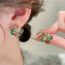 Fashion Green Geometric Diamond Square Crystal Stud Earrings