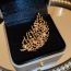 Fashion Brooch - Gold Geometric Diamond Leaf Brooch