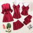Fashion Claret Polyester Lace Suspender Shorts Skirt Trousers And Nightgown Five-piece Set