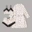 Fashion White Flower Spandex Printed Lace Three-piece Pajamas Set