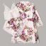 Fashion White Flower Spandex Printed Lace Three-piece Pajamas Set
