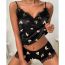 Fashion Navy Blue + Red Lips Polyester Printed Lace Pajama Set